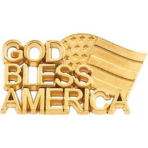 10K or 14K Gold &quot;God Bless America&quot; Lapel Pin - £173.77 GBP+