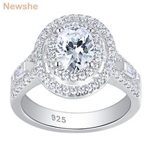 Solid 925 Sterling Silver Wedding Engagement Ring For Women Halo Oval Shape AAAA - £48.28 GBP