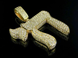 1.7CT Round Cut Diamond 14K Yellow Gold Over Hebrew Jewish Chai Life Pendant - £115.36 GBP