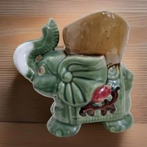 Lucky Trunk Up Green Howdah Elephant Bamboo Cactus Succulent Pottery Planter - £12.37 GBP