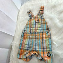 Carter Infant Toddler Sz 18 months Plaid Shortalls Orange Blue Shorts Ov... - $8.39