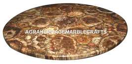 Marble Side Coffee Table Top Pietra Dura Real Tiger eye Stone Center Decor H2493 - £664.94 GBP+
