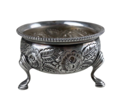 Antique Hand Chased Repousse Silverplated Master Salt Cellar Dip Made In... - $17.52