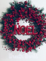 New Handmade Grapevine Red Berry Noel Christmas Wreath - £44.74 GBP