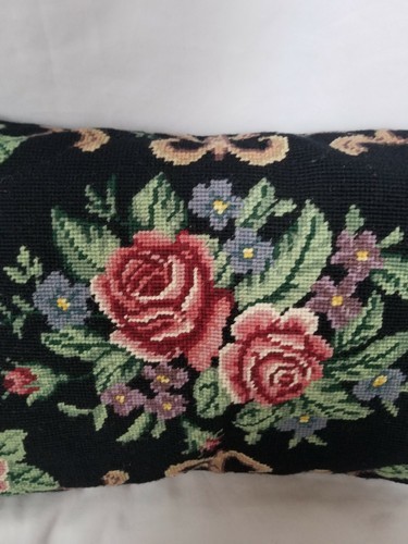 Katha Diddel Victorian Roses Needlepoint Pillow 18 x 12 Cottage Core Floral Item image 4
