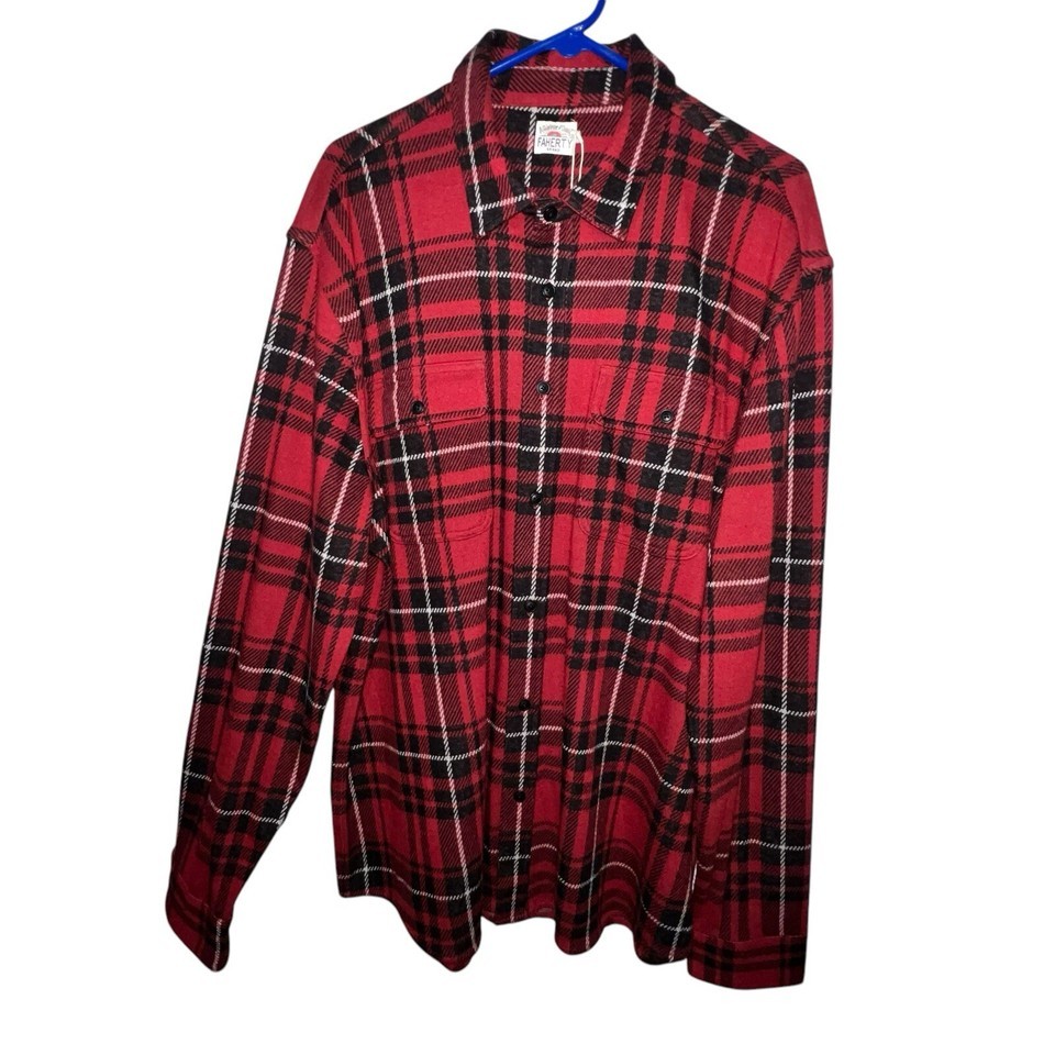 Faherty Legend Sweater Shirt Mens XXL Homeward Bound Plaid Red Long Sleeve NWT - $99.54
