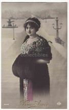 Beautiful Edwardian Woman With Muff, Antique Embossed Real Photo Postcard Rppc - £5.99 GBP