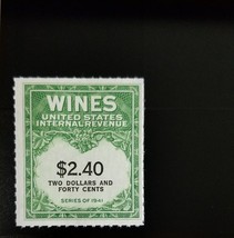 1942 $2.40 U.S. Internal Revenue Cordial &amp; Wine, Green Scott RE153 Mint ... - $1.78