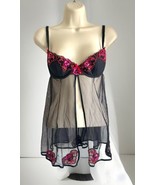 VICTORIA&#39;S SECRET Vintage Sequins Slip Dress Babydoll Sleep Black Pink 32B - $26.85 CAD