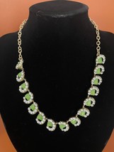Banana Republic Horseshoe Fancy Green Stone Crystal Statement Necklace 2... - $18.99