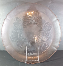 Vintage ARCOROC France ROSA PINK Glass TORTE PLATE SERVING PLATTER ROSES... - £17.36 GBP
