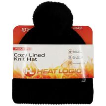 Heat Logic Cable Pom Beanie with Cozy Sherpa Lining, 1.0 ea Black - $18.99
