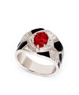 retro silver 925 ring for men ruby ring gemstone ring - silver men rings - $67.49