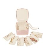 COBOXOY Travel Jewelry Case Organizer with 6 Velvet Zipper Bags Pink - $19.42 CAD