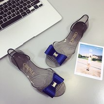 Women PVC Bow Jelly Sandals Beach Slip On Peep Toe Sandals Holiday Summer - £18.63 GBP