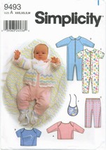 Simplicity 9493 Baby Knit Sweater Top Pants Booties Afghan Bib pattern UNCUT FF  - £15.76 GBP