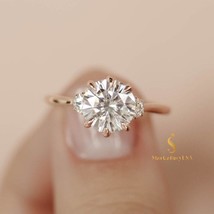 4mm Round Cut Moissanite Wedding Ring, Round Cut Solitaire Lab Diamond Engagemen - £62.41 GBP