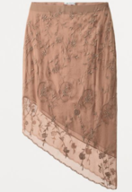 ZARA BNWT 2025. PINK GEORGETTE SKIRT EMBROIDERY BEADS ASYMMETRIC, 7521/923 - $161.65