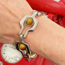 1970s tIGERs EyE Silver Bracelet Minimalist Unisex Silver Bracelet OFFeR! - $9,810.42 MXN