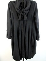Heart Coat Cardigan Sweater Black Wool Blend Snap Close Front Scarf Wrap XL - £66.46 GBP