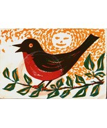 Vintage 1960 Postcard Robin Bird Spring Stell Shevis Hand Print 6 x 4 - $583.01 MXN