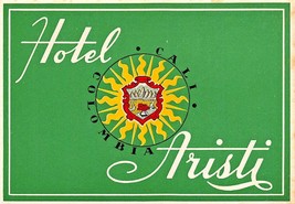 Cali Columbia ~ Hotel Aristi ~ Bagaglio Adesivo 1950-60s - £8.15 GBP
