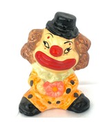 Vintage 1985 Hand Painted Clown Top Hat Pink Flower Red Lips 3.25&quot; Tall - £19.75 GBP