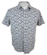 Guess Men shirt short sleeve pit to pit 21 M small repeat allover floral cotton - £17.08 GBP