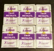 Lot Of Six Twin Metalfil Needles Klasse German Size 80 / 3.0 Mm Gap New Unused - $13.50