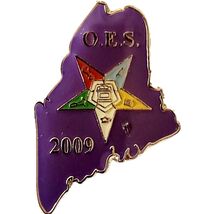 2009 Maine Order Of The Eastern Star Pin Enamel Filled Fraternal Masonic... - $28.18 CAD
