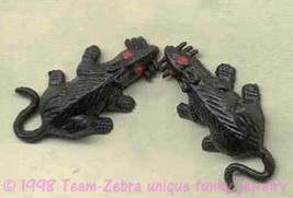 Funky Gothic Mini Black Rats Mice Earrings Mouse Novelty Zombie Costume Jewelry - £3.90 GBP