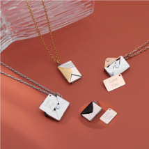 1PC 316L Stainless Steel Secret &quot;Love You&quot; Message Envelope Locket Necklace - £12.58 GBP