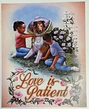 Love Is Patient Boy Girl Collie Dog Lithograph Canvas PERSONAL PREF Black Art - £30.73 GBP