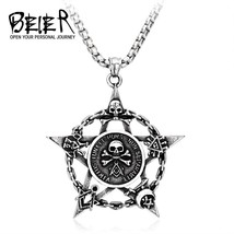 BEIER Gothic / Masonic 316L Stainless Steel Pentagram / Occult Theme Pen... - $20.99