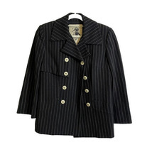 Mariella Burani Black Wool Striped Blazer Jacket Sz 10 Made in Italy - $89.35
