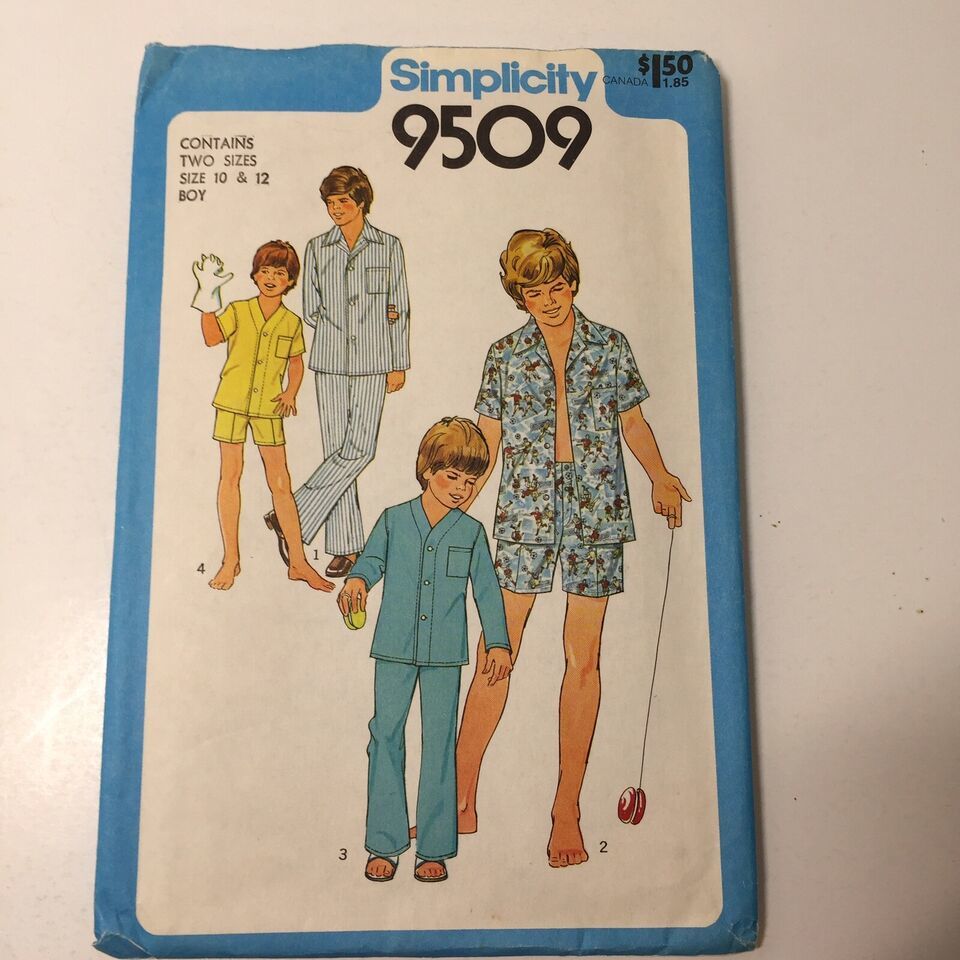 Simplicity 9509 Size 10-12 Boys Pajamas in Two Lengths - $12.86