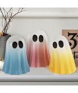 DAZONGE Halloween Ceramic Ghost Figurines Set of 3 Pink Yellow Blue Indoor - €13,65 EUR