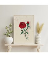 Original Watercolor Painting Of June Birth Month Flower, A Red Rose - $45.54