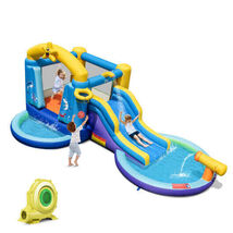Inflatable Ocean-Themed Bounce House with 680W Blower and 2 Pools - Colo... - $397.97
