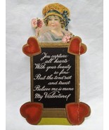 Antique 1900s Lady Holding Flowers Valentines Day Card - $19.80