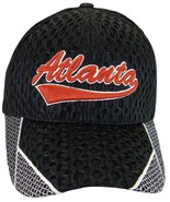 Atlanta Men&#39;s Summer Mesh Curved Brim Adjustable Baseball Cap BLACK - £11.95 GBP