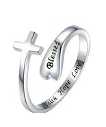 Pure Silver Engraved Open Adjustable Promise Ring NWOT Women Faith Hope ... - $8.90