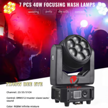 Mini 7X40W Bee Eye Zoom Moving Head Wash Light RGBW 4in1 DJ Disco Stage ... - $259.00