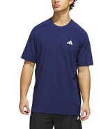 Adidas Mens T-Shirt Navy Blue Moisture Wicking Short Sleeves Stretch Logo - $50.75 CAD
