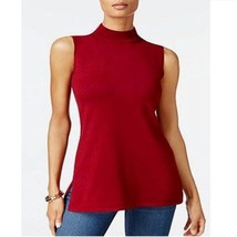 JM Collection Womens S Cherry Pie Red Sleeveless Mock Neck Sweater NWT F77 - £15.60 GBP
