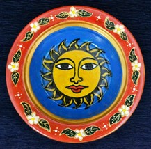 Decorative Metal Plate Wall Hanging Home Decor Hand Painted Plate SUN - £15.49 GBP