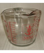 ANCHOR HOCKING 699 Open Handle 4-Cup Large Red Lettering Glass Measuring... - $277.24 MXN