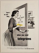 1952 Print Ad Western Union Telegram Lady Opens Door, Man at Desk - £9.02 GBP