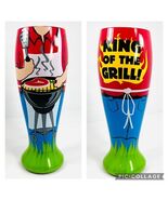 Top Shelf King Of The Grill Hand Painted 24 oz Pilsner Glass Steak Spatu... - $21.74