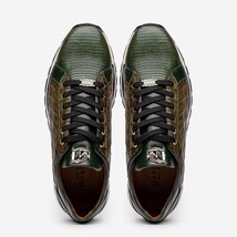 Portici Genuine Crocodile and Lizard Fashion Sneaker Green / Olive image 5